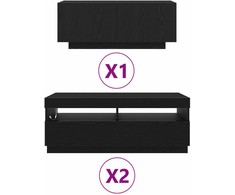 TV staliukas TV spintelių komplektas 3 pcs Juoda 300 x 35 x 40 cm
