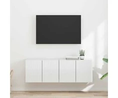 TV staliukas TV sieninė spintelė 2 pcs Aukštai blizganti balta
