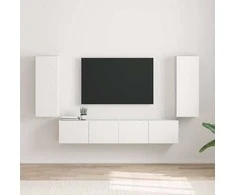 TV staliukas TV sieninė spintelė 2 pcs Balta 30 x 31 x 80 cm