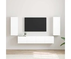 TV staliukas TV sieninė spintelė 2 pcs Blizgus baltas 30 x 31 x 80 cm