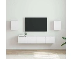 TV staliukas TV sieninė spintelė 2 pcs Blizgus baltas 30 x 31 x 40 cm