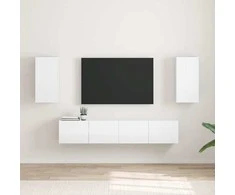 TV staliukas TV sieninė spintelė 2 pcs Blizgus baltas 30 x 31 x 60 cm