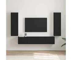 TV staliukas TV sieninė spintelė 2 pcs Juoda 30 x 31 x 100 cm