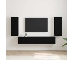 TV staliukas TV sieninė spintelė 2 pcs Juoda 30 x 31 x 80 cm
