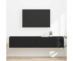 TV staliukas TV sieninė spintelė 2 pcs Juoda 78,5 x 31 x 29,5 cm
