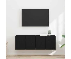 TV staliukas TV sieninė spintelė 2 pcs Juoda 59,5 x 31 x 40 cm