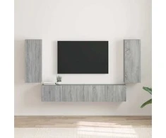 TV staliukas TV sieninė spintelė 2 pcs Pilkas Sonoma 30 x 31 x 80 cm