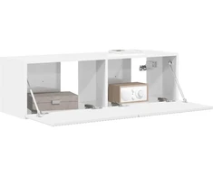 TV staliukas TV sieninė spintelė Blizgus baltas 98 x 31 x 29,5 cm