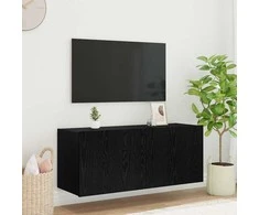 TV staliukas TV sieninė spintelė su LED Juodas ąžuolas 100 x 35 x 41 cm