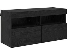 TV staliukas TV sieninė spintelė su LED Juodas ąžuolas 80 x 30 x 40 cm