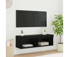TV staliukas TV sieninė spintelė su LED Juodas ąžuolas 100 x 30 x 30 cm