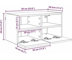 TV staliukas TV sieninė spintelė 60 x 30 x 30 cm Senovinis medis