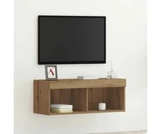 TV staliukas TV spintelių komplektas su LED artisano ąžuolo 80 x 30 x 30 cm