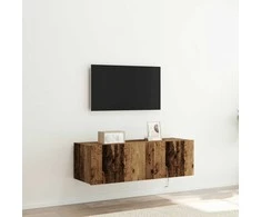 TV staliukas TV sieninė spintelė su LED 2 pcs Senas medis 100 x 35 x 31 cm