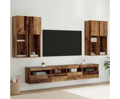 TV staliukas TV sieninės spintos komplektas su LED apšvietimu su LED 7 pcs
