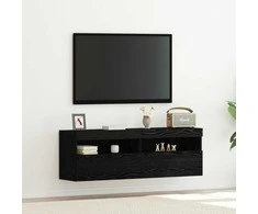 TV staliukas TV sieninė spintelė su LED 2 pcs juoda ąžuolo 60 x 30 x 40 cm