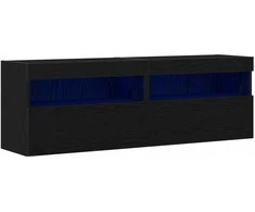 TV staliukas TV sieninė spintelė su LED 2 pcs juoda ąžuolo 60 x 30 x 40 cm