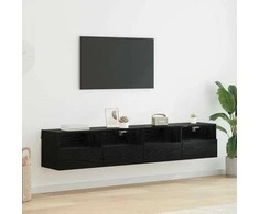 TV staliukas TV sieniniai spintelės 2 pcs Juodas ąžuolas 80 x 30 x 30 cm
