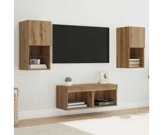 TV staliukas TV sieniniai spintelės 4 pcs Amatininkų ąžuolas