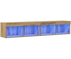 TV staliukas TV spintelių komplektas su LED 2 pcs Amatininkų ąžuolas