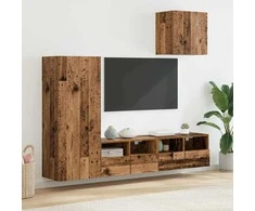 TV staliukas TV sieniniai vienetai 4 pcs Senovinis medis Apdirbta mediena