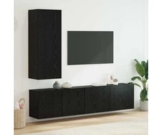 TV staliukas Televizoriaus sieninis modulis 5 pcs juoda ąžuolo