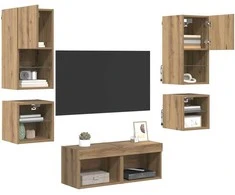 TV staliukas TV sieniniai vienetai 8 pcs Amatininkų ąžuolas Apdirbta mediena