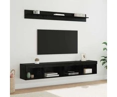TV staliukas TV sieninio kabineto komplektas su LED 5 pcs Juodas ąžuolas