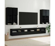 TV staliukas TV sieninio kabineto komplektas 7 pcs Juodas ąžuolas