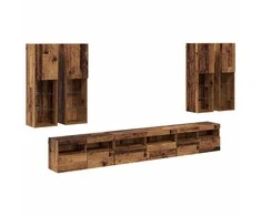 TV staliukas TV sieninio kabineto komplektas 7 pcs Senovinis medis