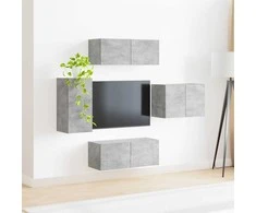 TV staliukas TV sieninio kabineto komplektas 4 pcs Betono pilka