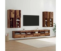 TV staliukas TV sieninio kabineto komplektas 7 pcs Senovinis medis