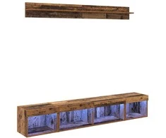 TV staliukas TV sieninio kabineto komplektas su LED 5 pcs Senas medis
