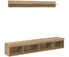 TV staliukas TV sieninio kabineto komplektas su LED 5 pcs Amatininkų ąžuolas