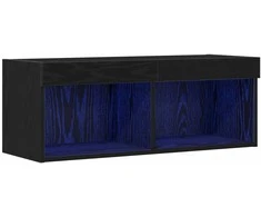 TV staliukas TV spintelių komplektas su LED Juodas ąžuolas 80 x 30 x 30 cm