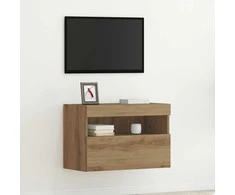 TV staliukas TV sieninė spintelė su LED artisano ąžuolo 60 x 30 x 40 cm