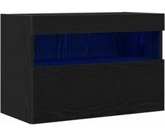 TV staliukas TV sieninė spintelė su LED juoda ąžuolo 60 x 30 x 40 cm