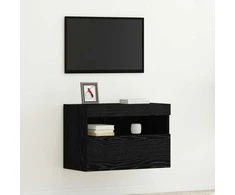 TV staliukas TV sieninė spintelė su LED juoda ąžuolo 60 x 30 x 40 cm