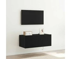 TV staliukas TV sieninė spintelė su LED Juodas ąžuolas 80 x 35 x 31 cm
