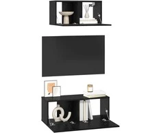 TV staliukas TV spintelių komplektas 2 pcs Juodas ąžuolas Apdirbta mediena
