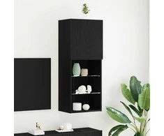 TV staliukas TV spintelių komplektas Juodas ąžuolas 40,5 x 30 x 102 cm