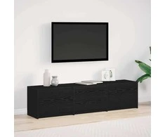 TV staliukas TV spintelė su LED su stalčių Juodas Ąžuolas 165 x 34 x 40 cm