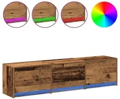 TV staliukas TV spintelė su LED su stalčių Senas medis 165 x 34 x 40 cm