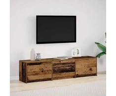 TV staliukas TV spintelė su LED su stalčių Senas medis 165 x 34 x 40 cm