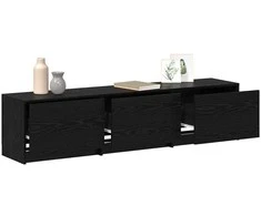 TV staliukas TV spintelė su LED su stalčių Juodas Ąžuolas 165 x 34 x 40 cm