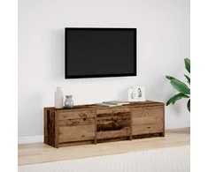 TV staliukas TV spintelė su LED su stalčių Senas medis 140 x 34 x 40 cm