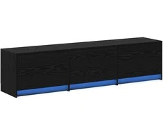 TV staliukas TV spintelė su LED su stalčių Juodas Ąžuolas 165 x 34 x 40 cm