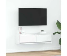 TV staliukas Televizoriaus spintelė su stalčių Balta 100 x 31 x 25,5 cm