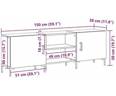TV staliukas TV spintelių komplektas Juodas ąžuolas 150 x 30 x 50 cm