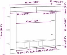 TV staliukas Televizoriaus spintelė 152 x 22 x 113 cm artisano ąžuolo